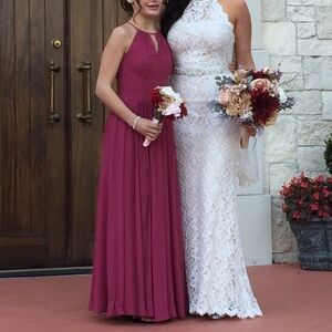 Sleeveless Chiffon Bridesmaid Dress in Deep Rose